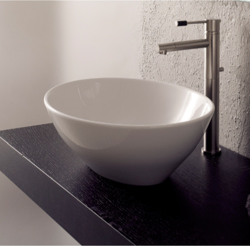 Sleek Oval-Shaped Ceramic Vessel Sink by Scarabeo