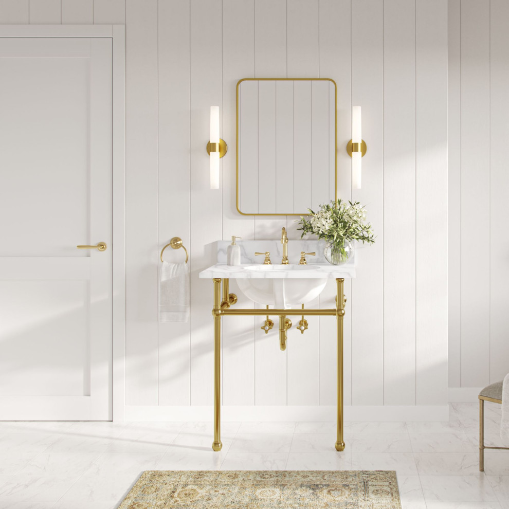 The Rialto Wash Stand & P-Trap, Single Sink, 30", Gold, Freestanding