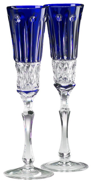 Elizabeth Champagne Glasses Set Of 2 Blue Crystal - Traditional - Wine  Glasses - by Imperial Court, Inc. | Houzz