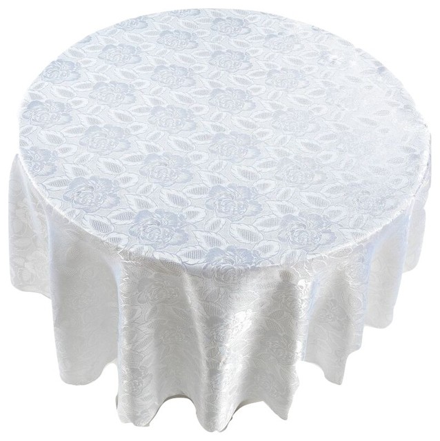 Damask White Fabric Tablecloth Traditional Tablecloths by Linens4Less