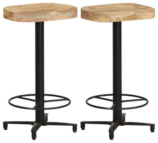 vidaXL 2x Solid Wood Mango Bar Stools 29.9" Counter Seat Pub Set of Bar Stool Industrial Bar
