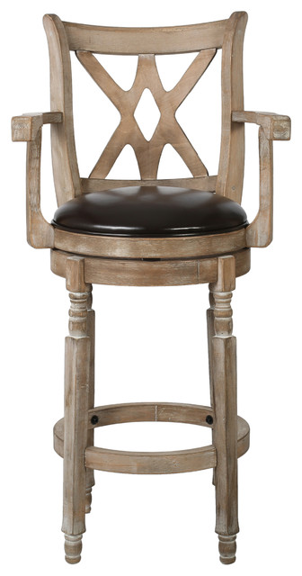 Voisin Chocolate Brown Leather Swivel Barstool With Arms Voisin Chocolate Brown Leather Swivel Barstool With Arms
