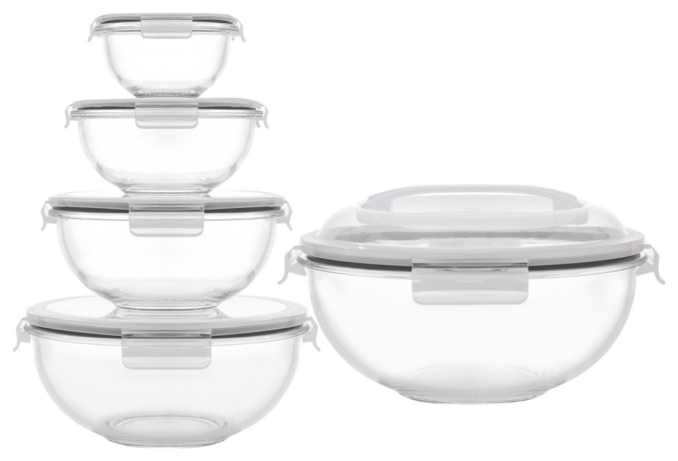 5 Glass Mixing Bowls With Lids Modern Mixing Bowls by JoyJolt Houzz