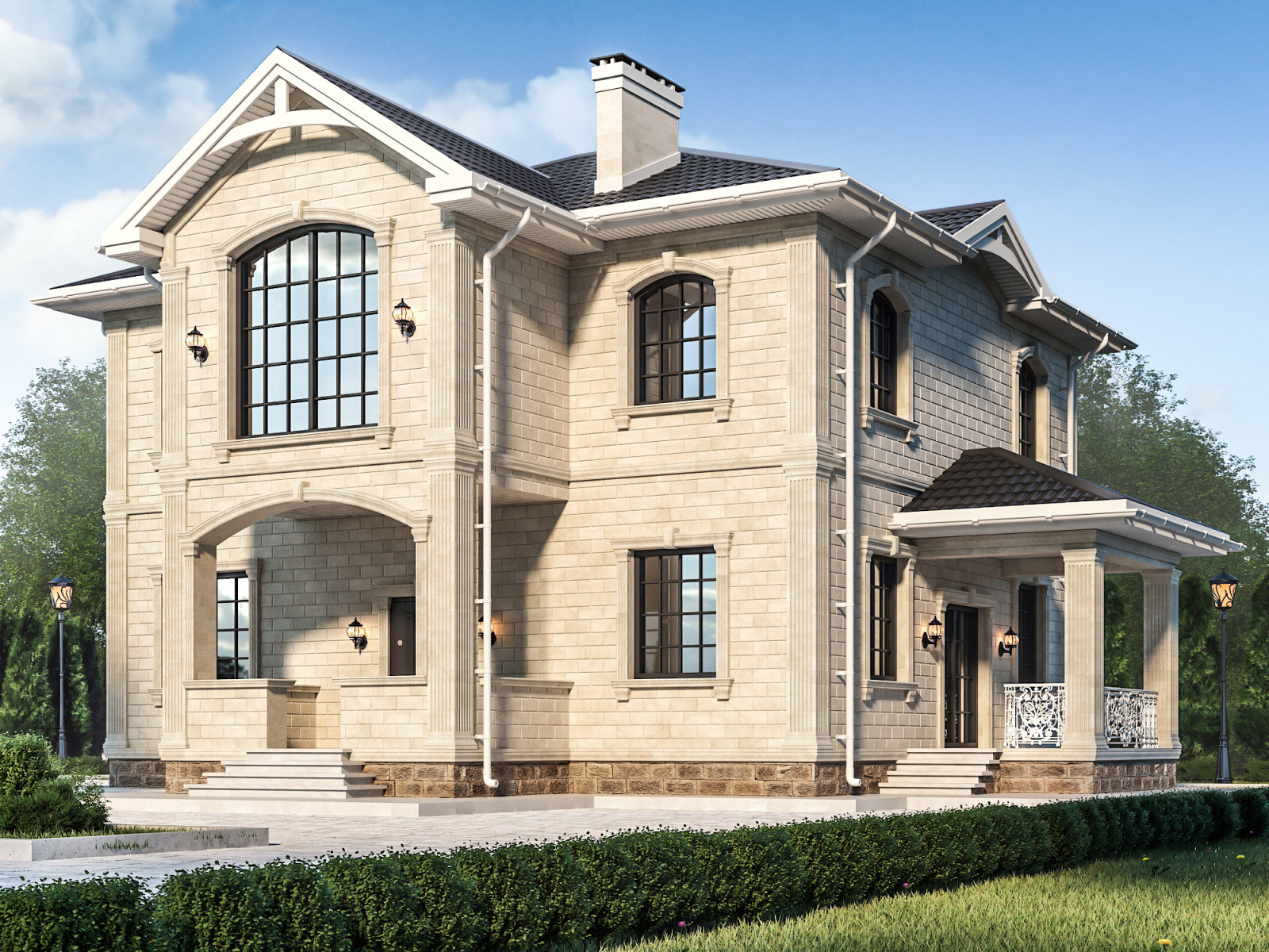 Фасад домовладения облицованный натуральным дагестанским камнем