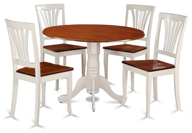 Dublin 5-Piece Solid Wood Dining Set, Buttermilk And Cherry