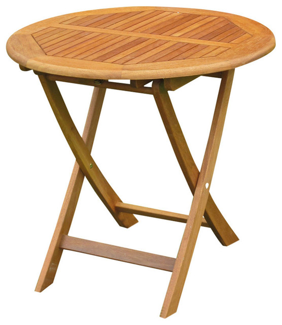 Royal Tahiti Yellow Balau Wood Outdoor 28 Round Folding Table Dark Honey