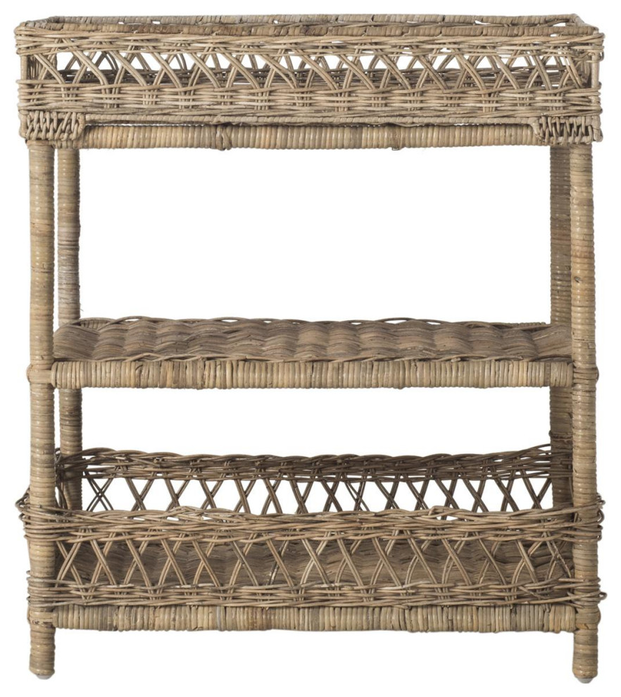 Roxie Wicker 3 Tier Accent Table Natural