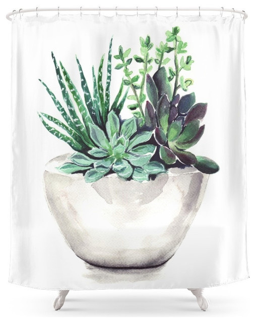 Potted Succulents Shower Curtain Contemporary Shower Curtains by