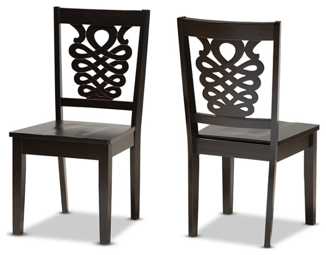 Mazur Modern Transitional Dark Brown Finish Wood 2Piece Dining Chair