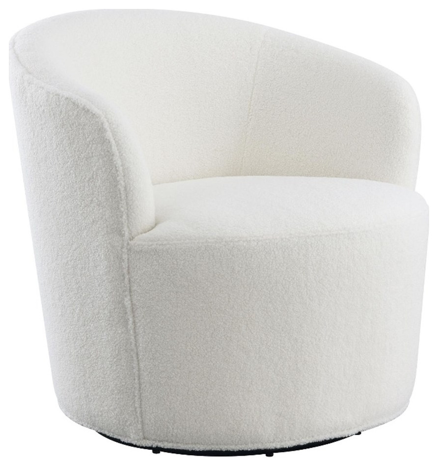 Coaster Joyce Modern Fabric Upholstered Swivel Barrel Chair White