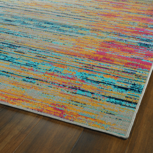 Kaleen Zuma Beach machine made, Polypropylene area rug, Multi-Color 5'3"x7'3"