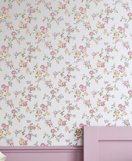 Rose Cottage Wallpaper, Silver/Heather