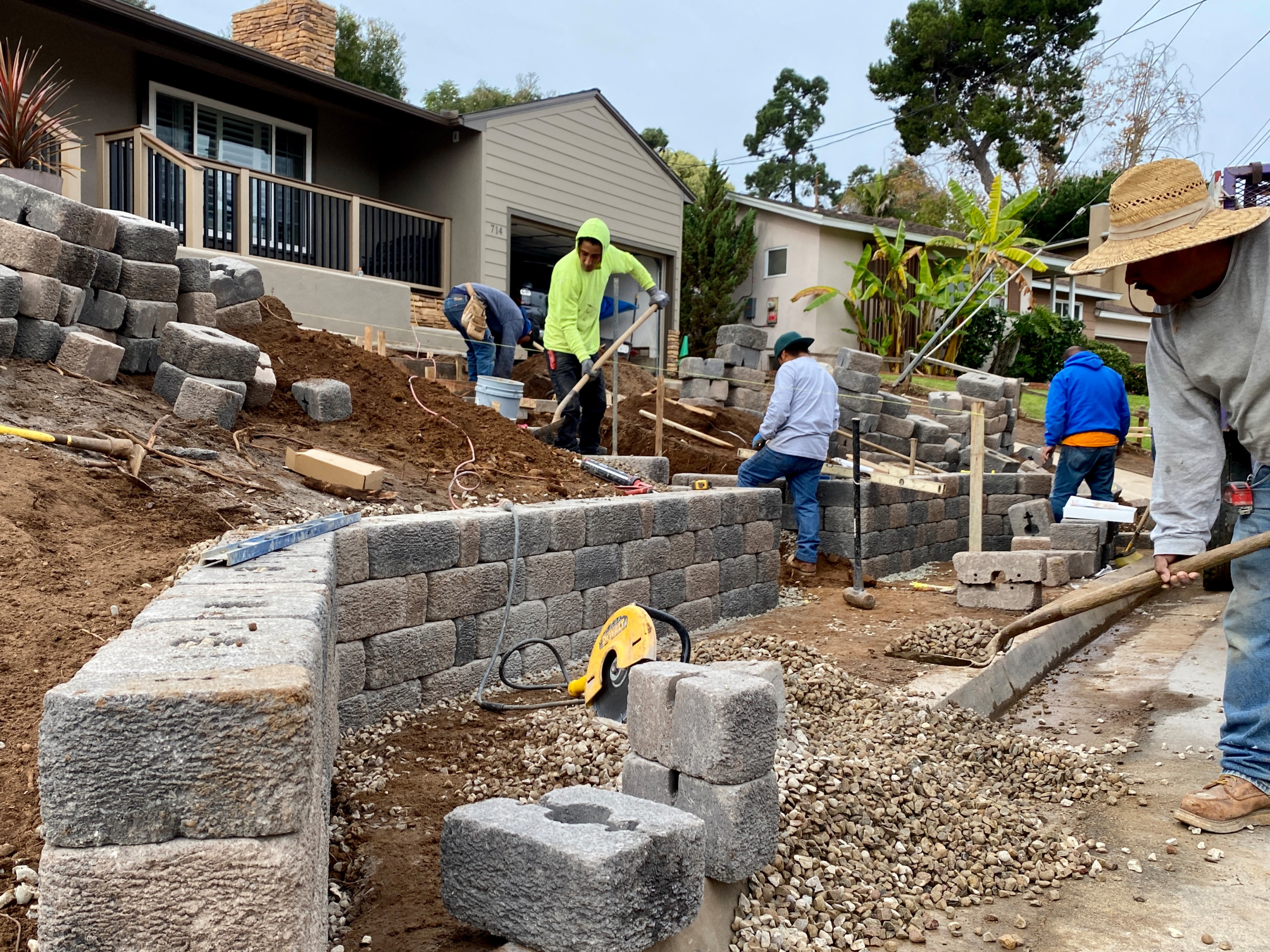 Building a Keystone Country Manor Retaining Wall in Point Loma