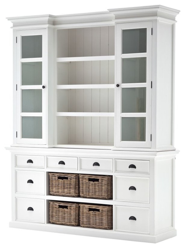 NovaSolo Provence Storage Cabinet with Hutch in Pure White - Tropical ...