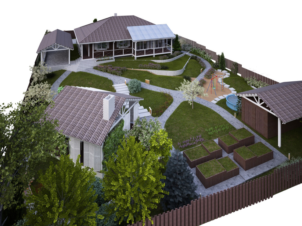 Ландшафтная архитектура участка частного дома в Красноярске