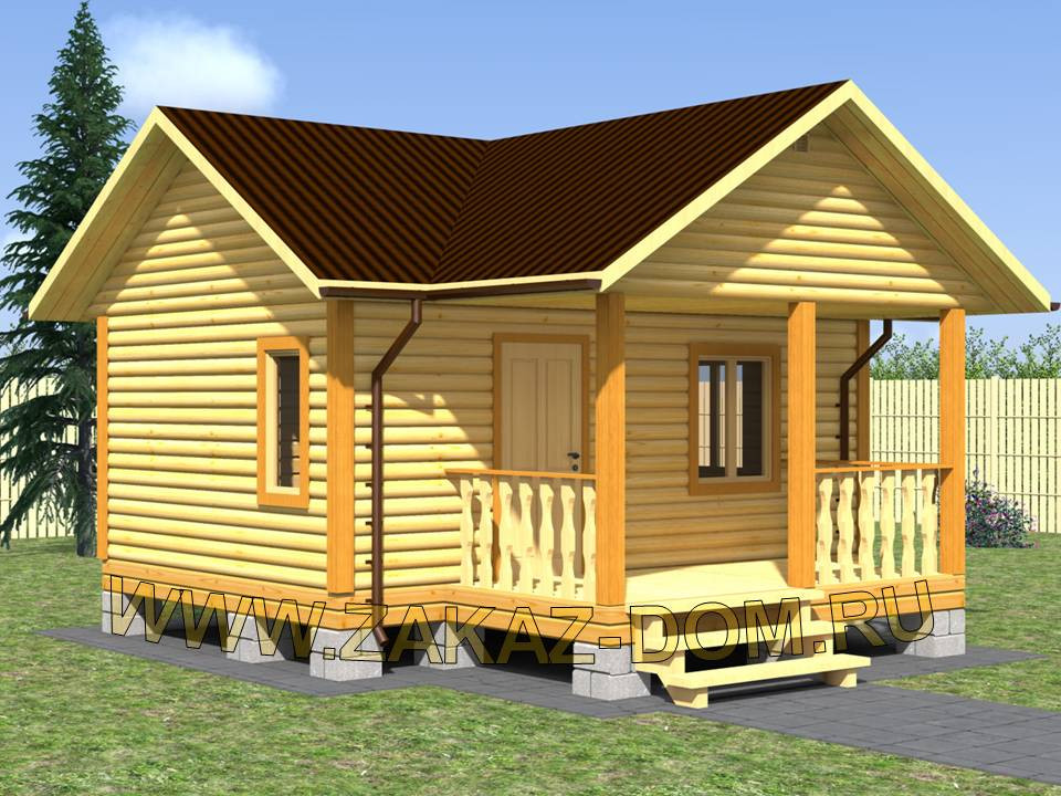 Проект одноэтажной бани из бруса (6х6 м) : Б-106