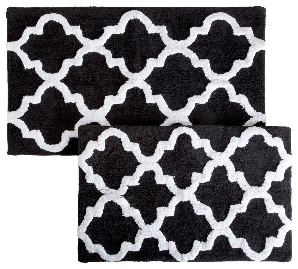 Lavish Home 100 Cotton 2 Piece Trellis Bathroom Mat Set