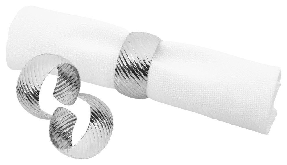Classic Touch Silver Napkin Rings, Set of 6 Contemporary Napkin