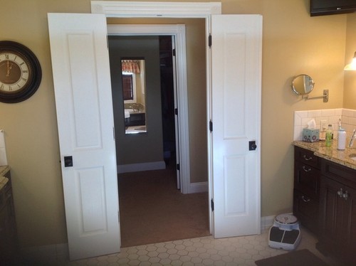 Narrow french doors into master bedroom? - The doors beyond these doors are the closet doors and they are double doors  that have 