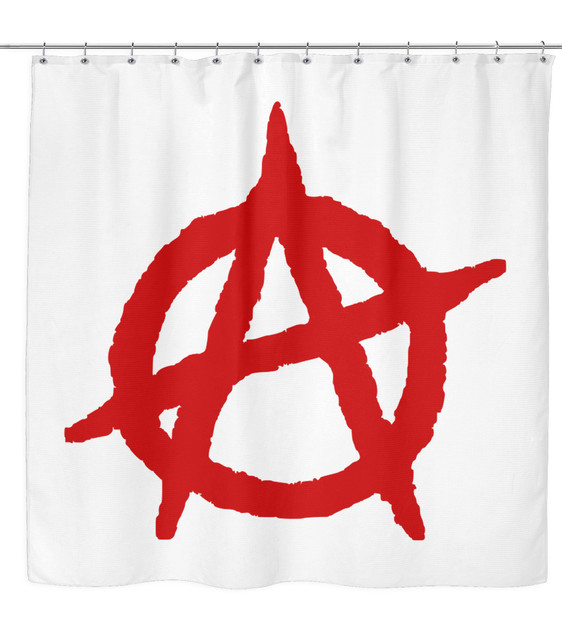 Punk Rock Shower Curtain With Giant Red Anarchy Symbol Punk Rock Shower Curtain With Giant Red Anarchy Symbol Contemporary Curtains By Brickablocks