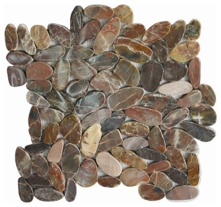 12 X12 Cherry Flat Pebble Tile Contemporary Mosaic By 12 X12 Cherry Flat Pebble Tile Single Sheet
