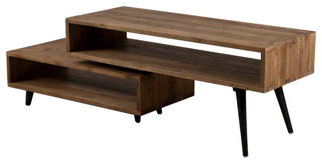 Sistine TV Stand With Pivoting Shelves, Brown
