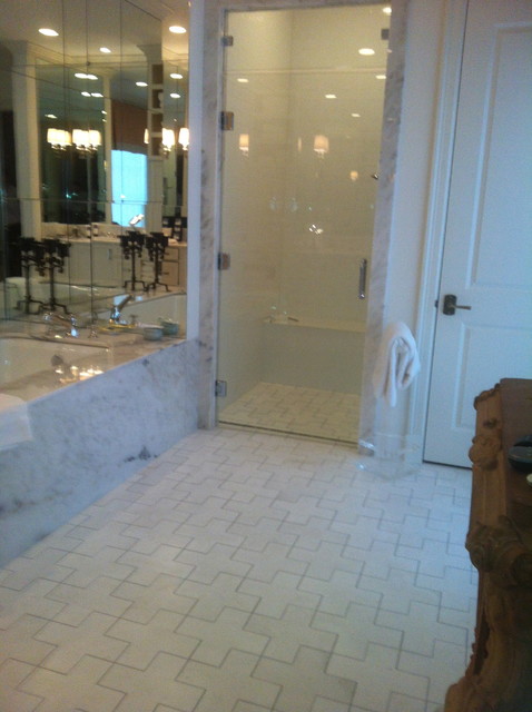 Master Bath Renovation With Hand Cut Marble Contemporary