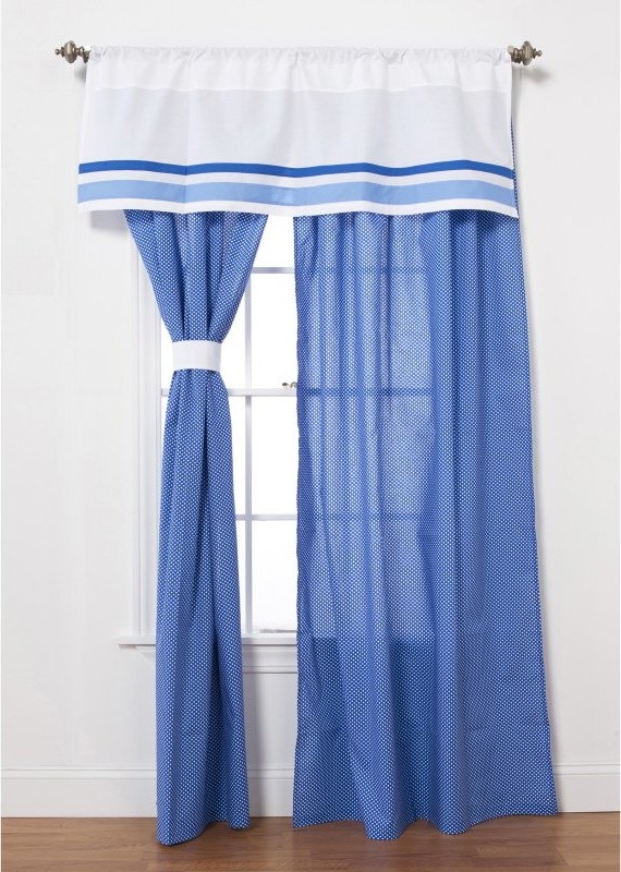 Simplicity Blue Curtain Panel Pair with Optional Valance - EASW128