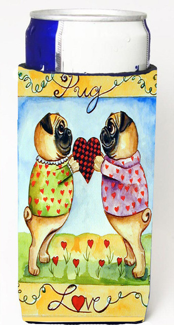 Pug Love Pug Love Valentine's Day Michelob Ultra Koozies for Slim Cans