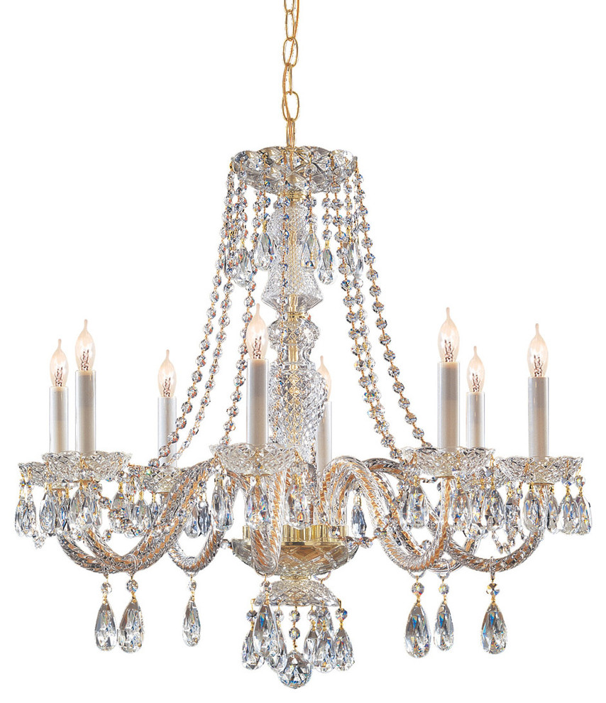 Crystorama 5048-PB-CL-SAQ Traditional Crystal 8 Light Chandeliers in Polished Br