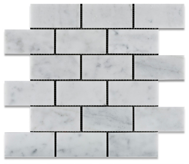 Carrara White Marble Honed Subway Brick Mosaic Tile ...