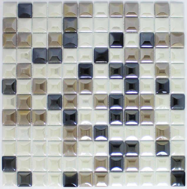 Mixed Blue Coffee And White Iridescent Pillowed Recycled Gl Mixed Blue Coffee And White Iridescent Pillowed Recycled Gl Tile Contemporary Mosaic By Susan Jablon Mosaics