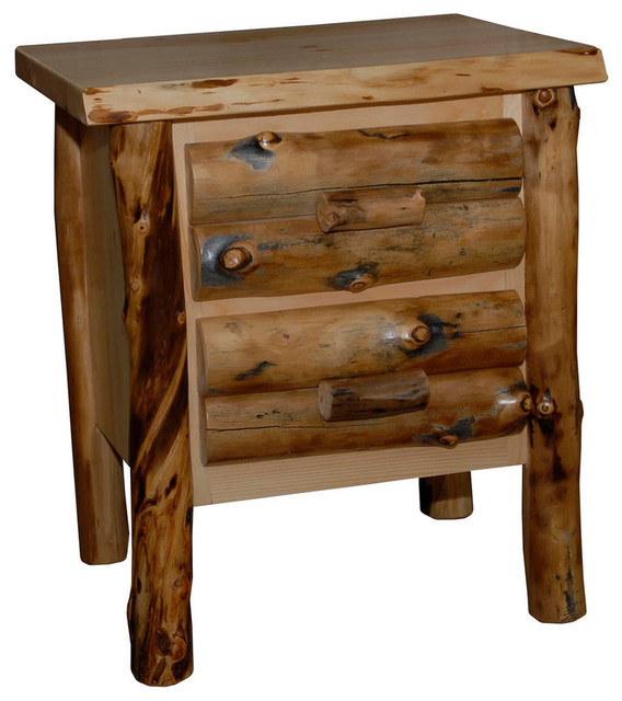 Rustic Aspen Log 2Drawer Nightstand Rustic Nightstands And Bedside