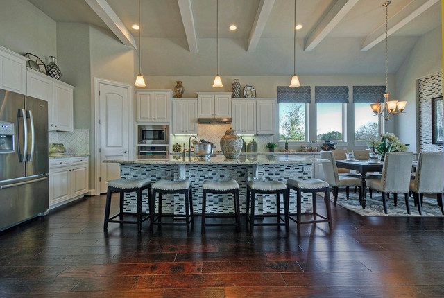 White Ceiling Beams Modern Kitchen Austin By Modeldeco