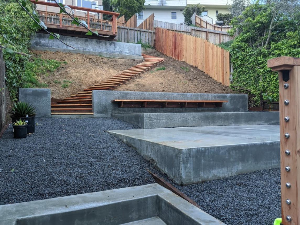 Steeply sloped Yard Made Over with Modern Styling