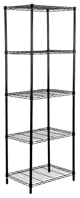 5 Tier Black Wire Shelving Unit Standing Storage Metal Shelf ...