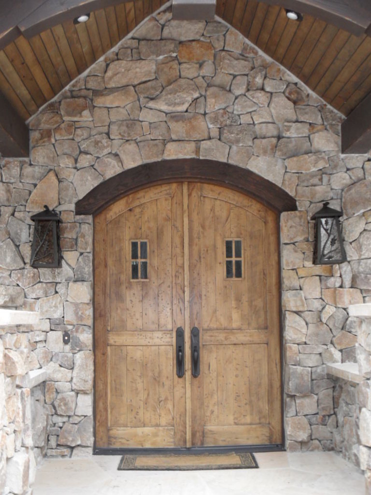 Inspiration for a rustic entryway remodel in Denver