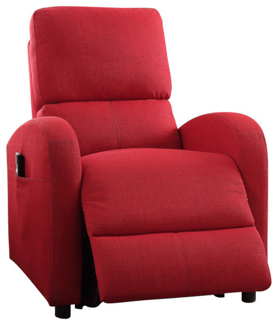 Recliner with Power Lift, Red Fabric Contemporary Recliner Chairs