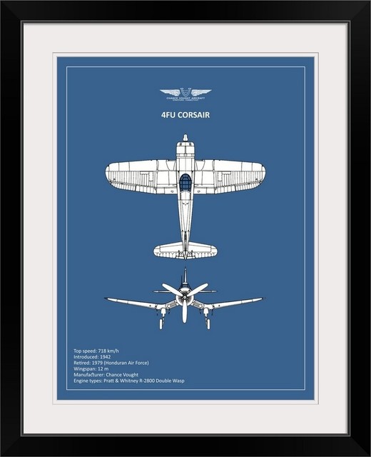 Bp Cv F4u Corsair Black Framed Art Print Contemporary Prints