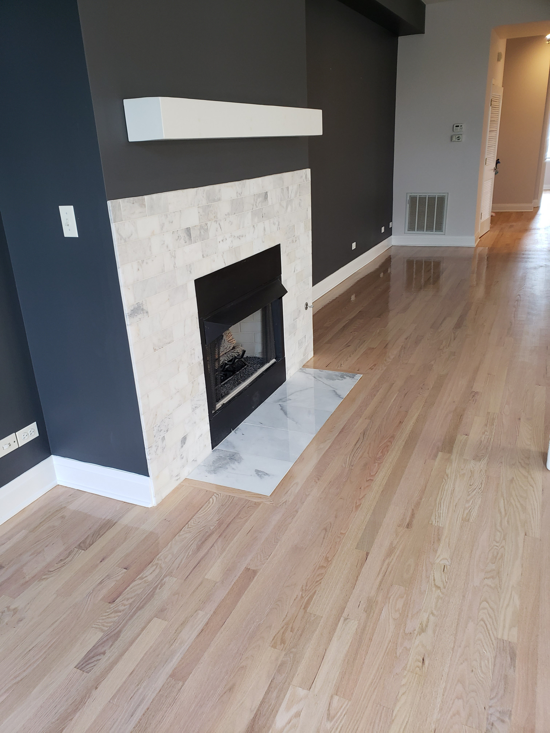 Chicago , Bona Seal on red oak finished with 3 coats Bona Mega One