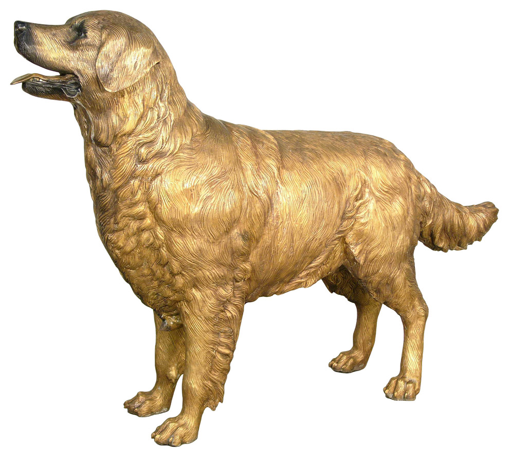 Golden Retriever Bronze Sculpture Contemporary Garden Statues And Yard Art by Bronze West