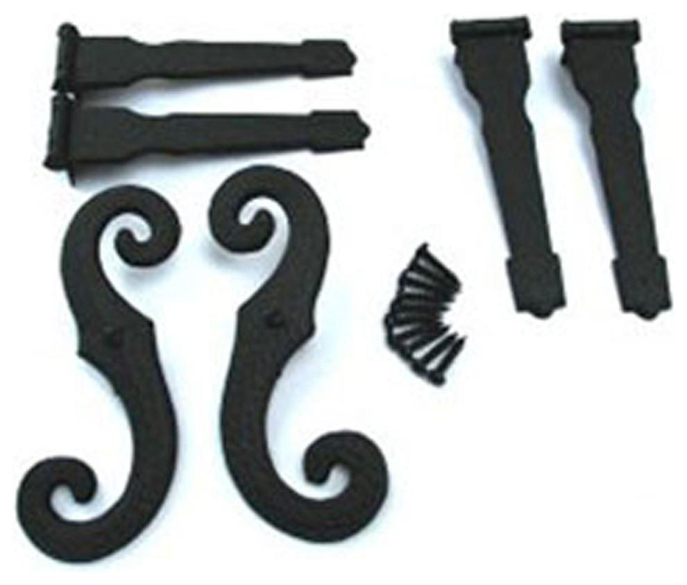 Decorative Vinyl Hinges, 4 Hinges.2 SHooks, Black, 1 1/2"Wx6 1/2"L
