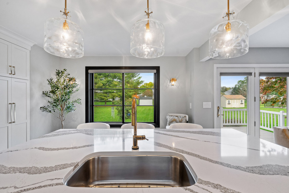 Inspiration for a transitional home design remodel in Boston