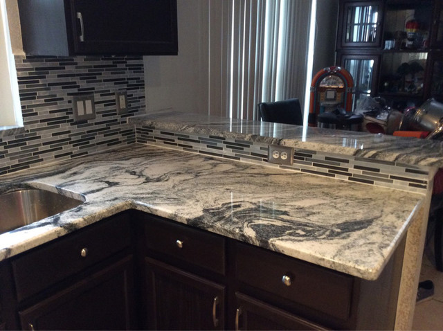 Ready To Install Silver Cloud Granite Slab Includes Backsplash