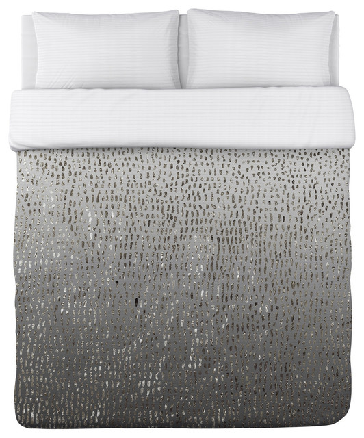 Silver Flecks, Grey Silver Duvet Cover, King Contemporary Duvet