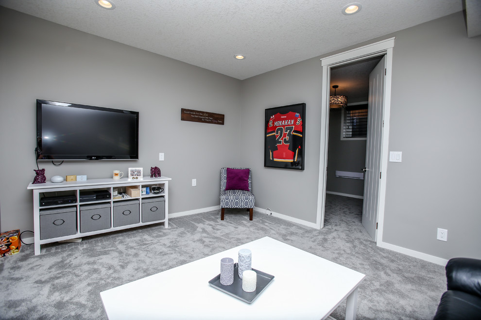 Example of a transitional basement design in Calgary