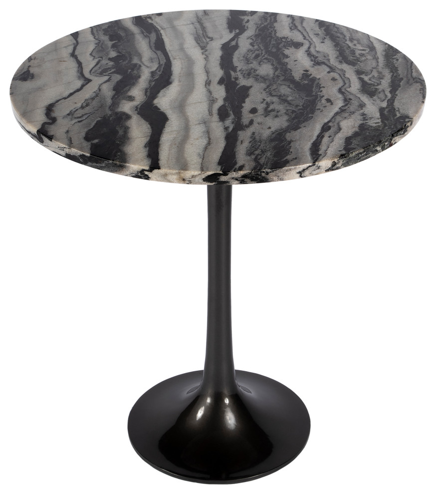Paxton Round Genuine Marble Pedestal Accent Table Midcentury Side