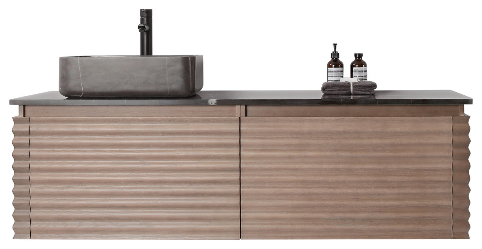 Ocala 60" Chestnut Wall Mount Modern Bathroom Vanity Transitional