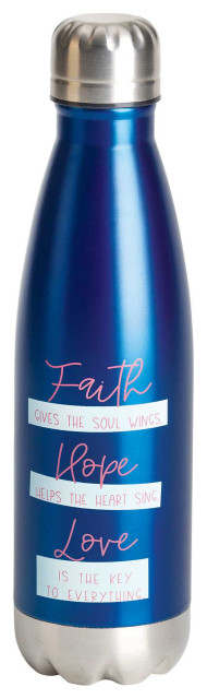 Faith Hope Love, Water Bottle, Blue, 17 Oz