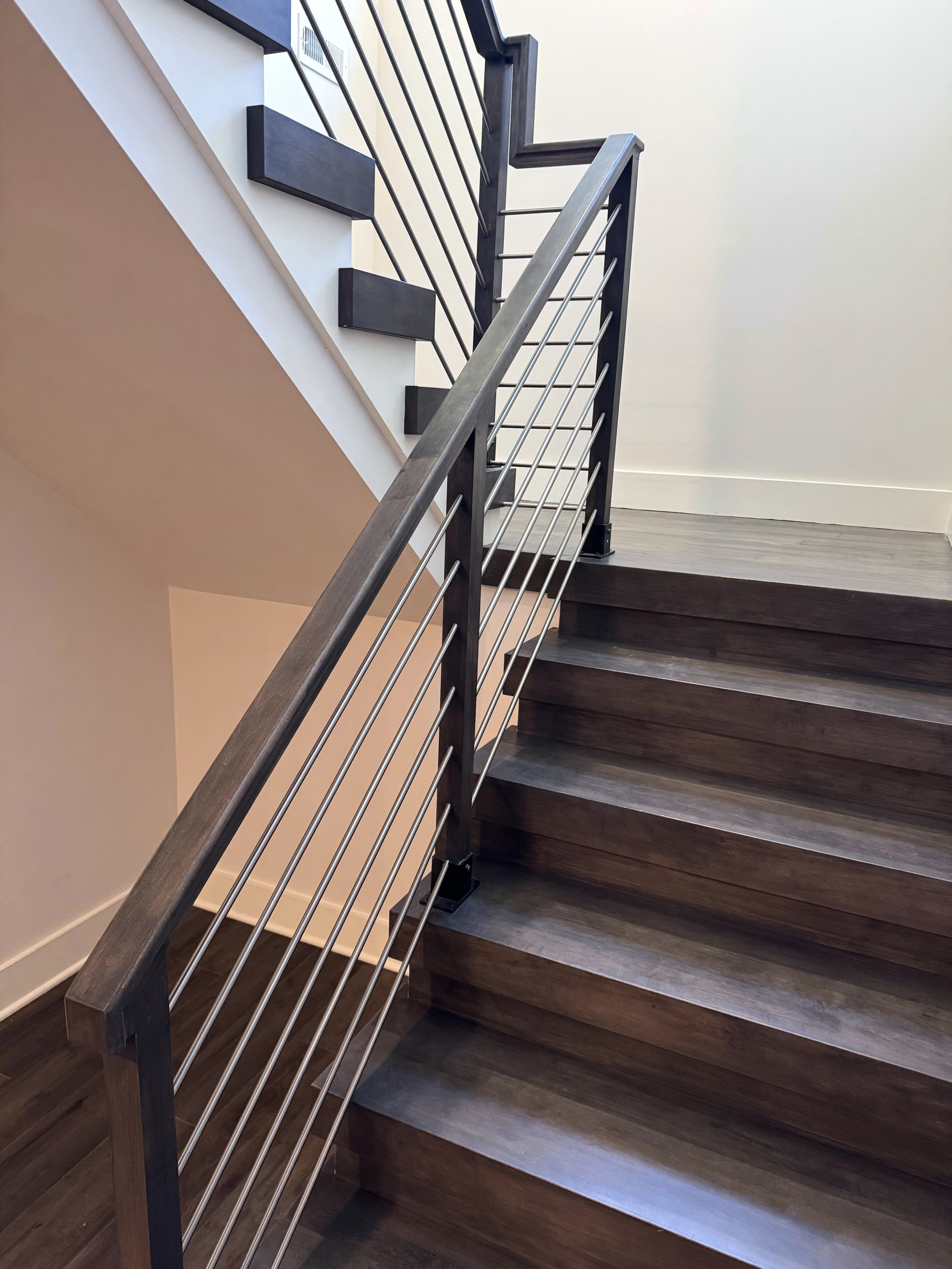137_Transitional Maple Staircase with Stainless Steel Rail, Clifton, VA 2014